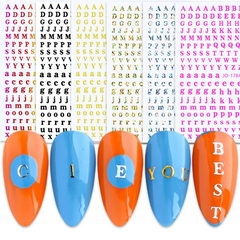 3D Holographic Letter Nail Art Stickers - Alphabet Decals for Manicure