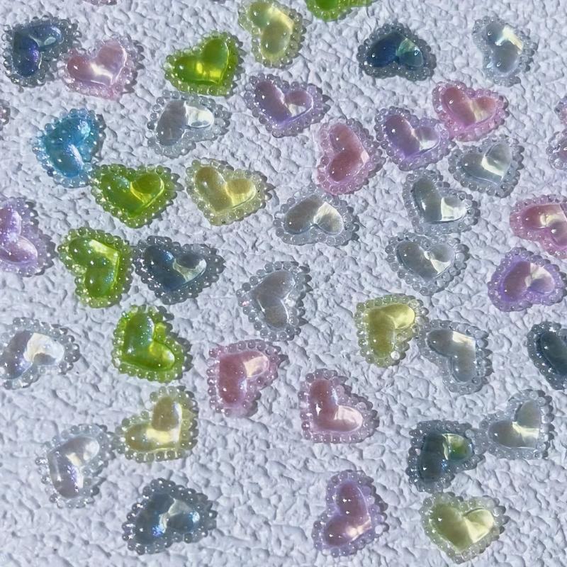 20pcs Glitter Heart Nail Art Decorations Crystal Nail Jewelry Accessories