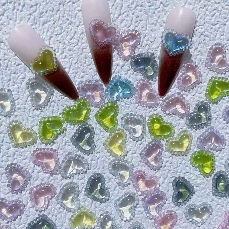 20pcs Glitter Heart Nail Art Decorations Crystal Nail Jewelry Accessories