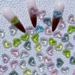 20pcs Glitter Heart Nail Art Decorations Crystal Nail Jewelry Accessories