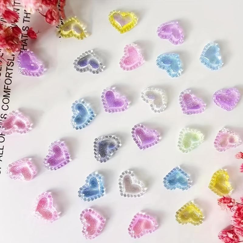 20pcs Glitter Heart Nail Art Decorations Crystal Nail Jewelry Accessories