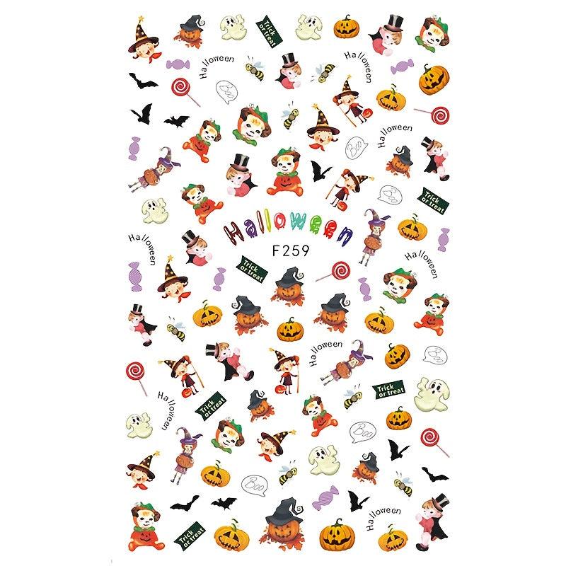 Halloween Nail Art Stickers Pumpkin Cat Bat Spider Decals
