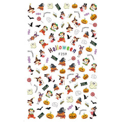 Halloween Nail Art Stickers Pumpkin Cat Bat Spider Decals