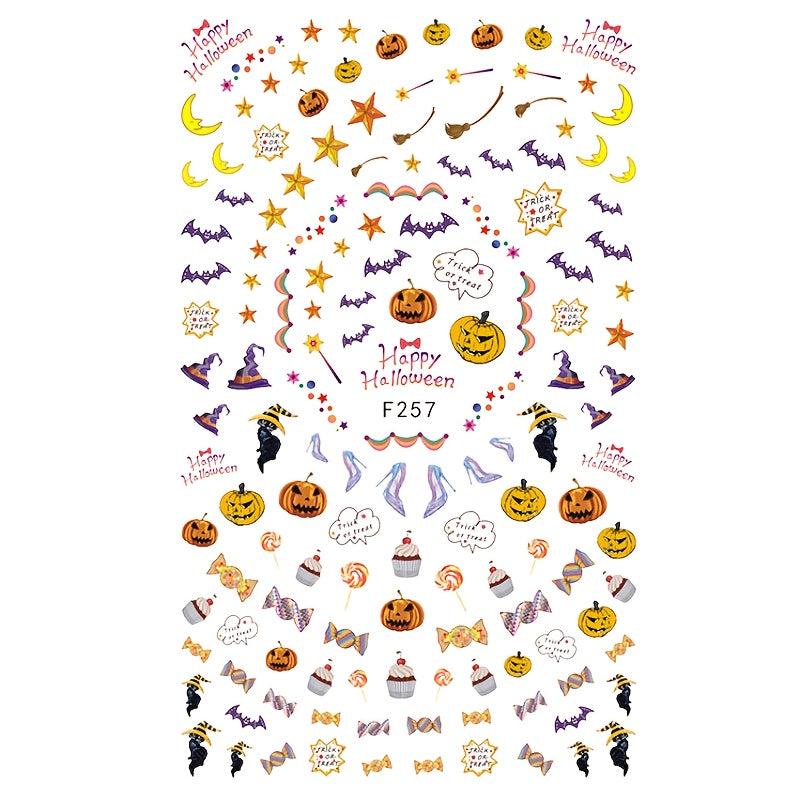 Halloween Nail Art Stickers Pumpkin Cat Bat Spider Decals