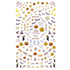 Halloween Nail Art Stickers Pumpkin Cat Bat Spider Decals