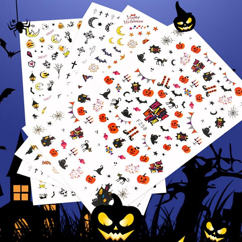 Halloween Nail Art Stickers Pumpkin Cat Bat Spider Decals