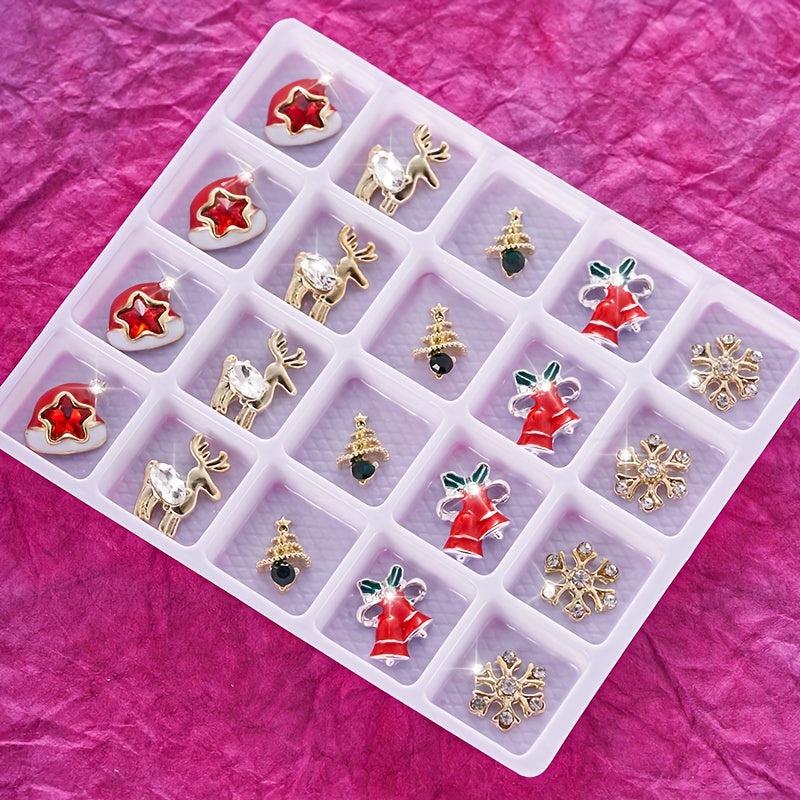 20pcs Christmas Nail Art Charms With Rhinestone 3D Y2K Nail Gem Accessories