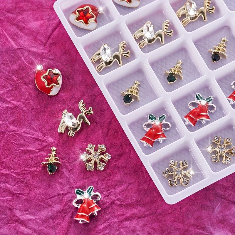 20pcs Christmas Nail Art Charms With Rhinestone 3D Y2K Nail Gem Accessories