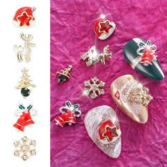20pcs Christmas Nail Art Charms With Rhinestone 3D Y2K Nail Gem Accessories