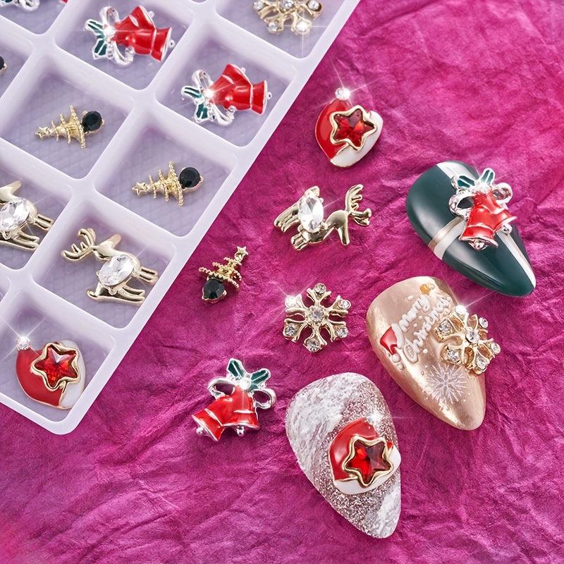 20pcs Christmas Nail Art Charms With Rhinestone 3D Y2K Nail Gem Accessories