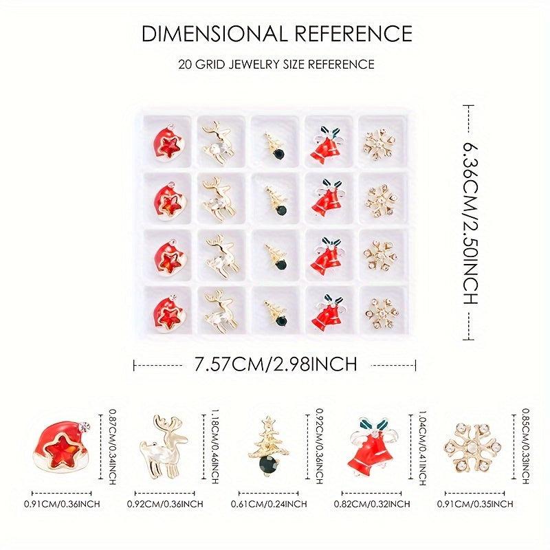 20pcs Christmas Nail Art Charms With Rhinestone 3D Y2K Nail Gem Accessories