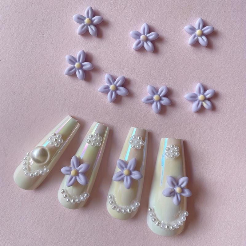Purple Flower 3D Resin Nail Art Charm Decorations