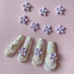 Purple Flower 3D Resin Nail Art Charm Decorations