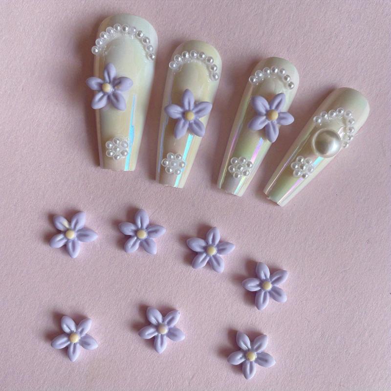 Purple Flower 3D Resin Nail Art Charm Decorations
