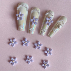 Purple Flower 3D Resin Nail Art Charm Decorations