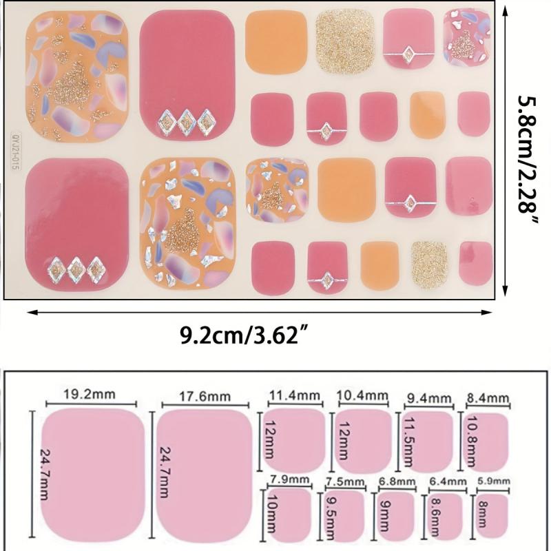 5pcs Toenails Nail Polish Stickers Full Nail Wraps For Women
