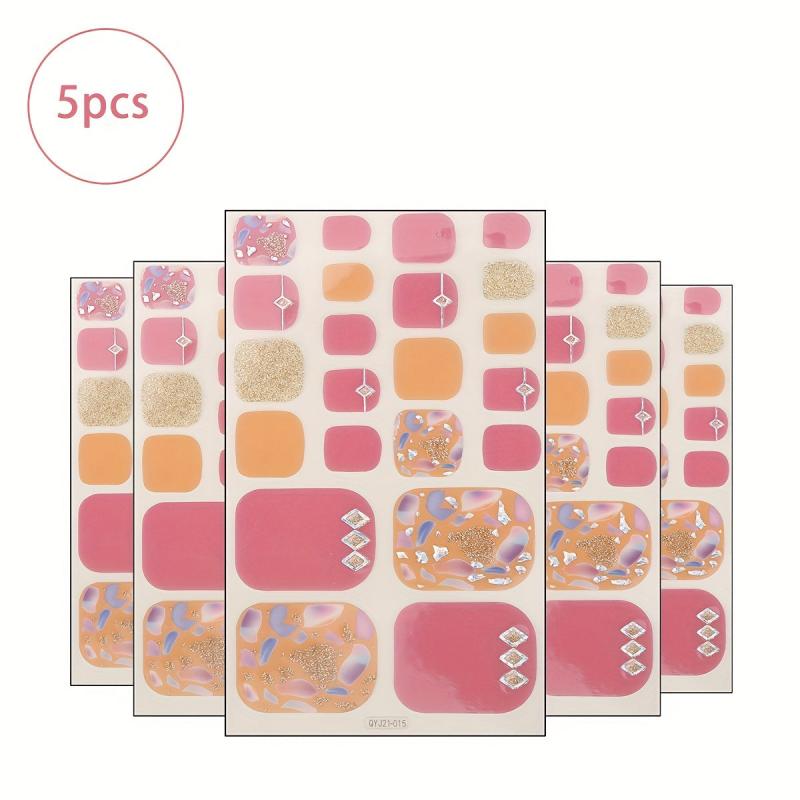 5pcs Toenails Nail Polish Stickers Full Nail Wraps For Women