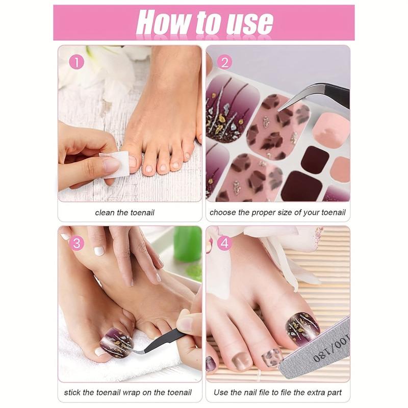 5pcs Toenails Nail Polish Stickers Full Nail Wraps For Women