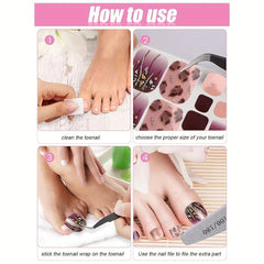 5pcs Toenails Nail Polish Stickers Full Nail Wraps For Women