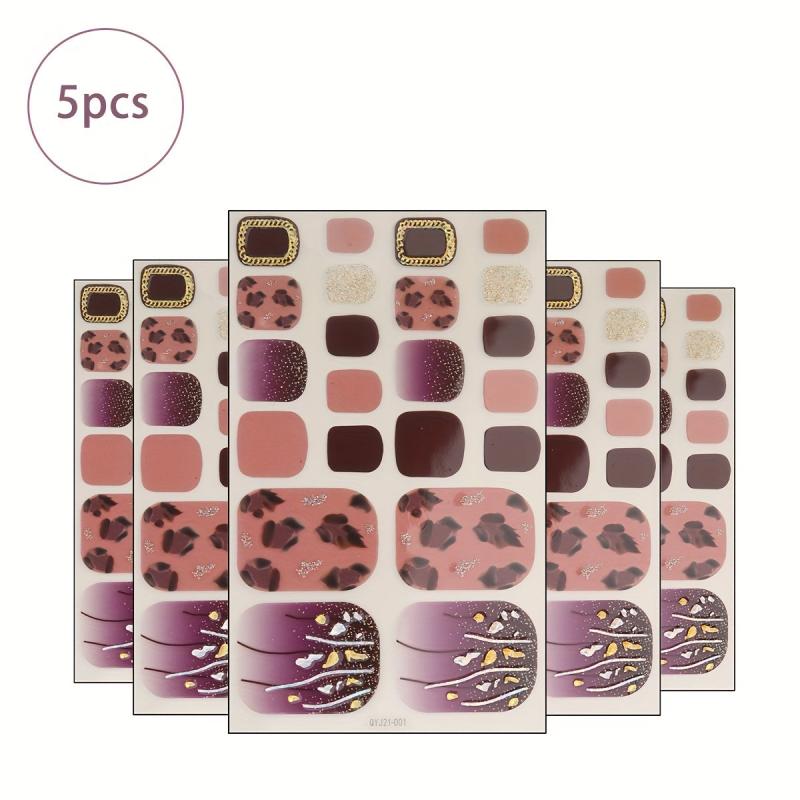 5pcs Toenails Nail Polish Stickers Full Nail Wraps For Women