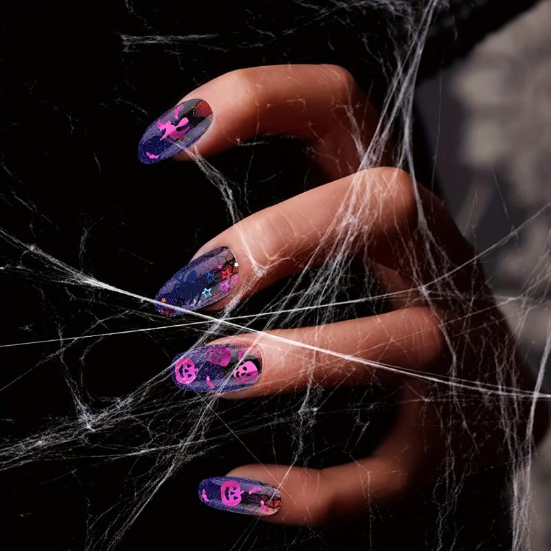 12 Grid Halloween Nail Glitter Flakes Spider Skull Pumpkin Nail Art