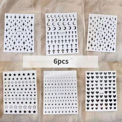 6pcs Large Star Nail Decals 3D Self Adhesive Nail Decoration