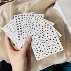 6pcs Large Star Nail Decals 3D Self Adhesive Nail Decoration
