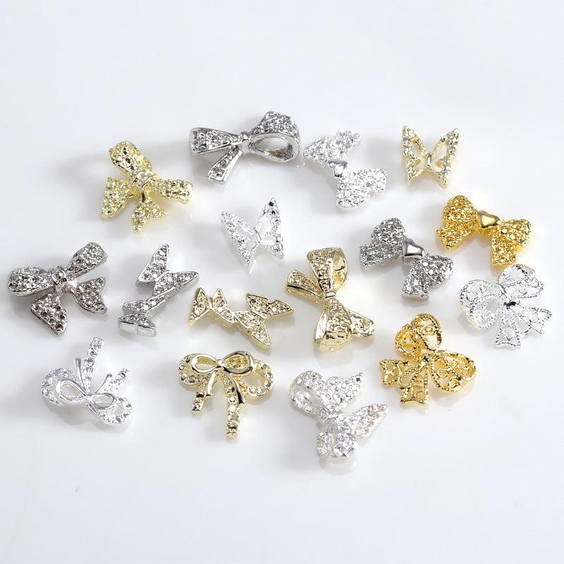 3D Alloy Bow Nail Charms Nail Gems Nail Rhinestones Crystal Nail Art Charms