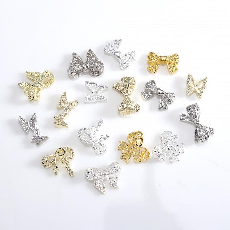 3D Alloy Bow Nail Charms Nail Gems Nail Rhinestones Crystal Nail Art Charms