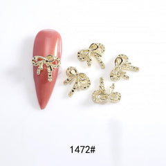 3D Alloy Bow Nail Charms Nail Gems Nail Rhinestones Crystal Nail Art Charms