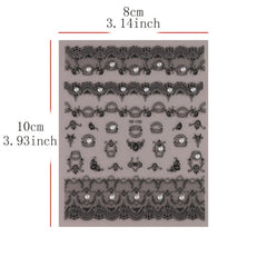 2pcs 5D Lace Flower & Pearl Nail Art Stickers Self Adhesive Decals