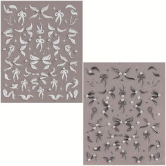 2pcs 5D Lace Flower & Pearl Nail Art Stickers Self Adhesive Decals