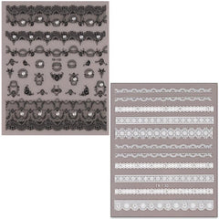 2pcs 5D Lace Flower & Pearl Nail Art Stickers Self Adhesive Decals