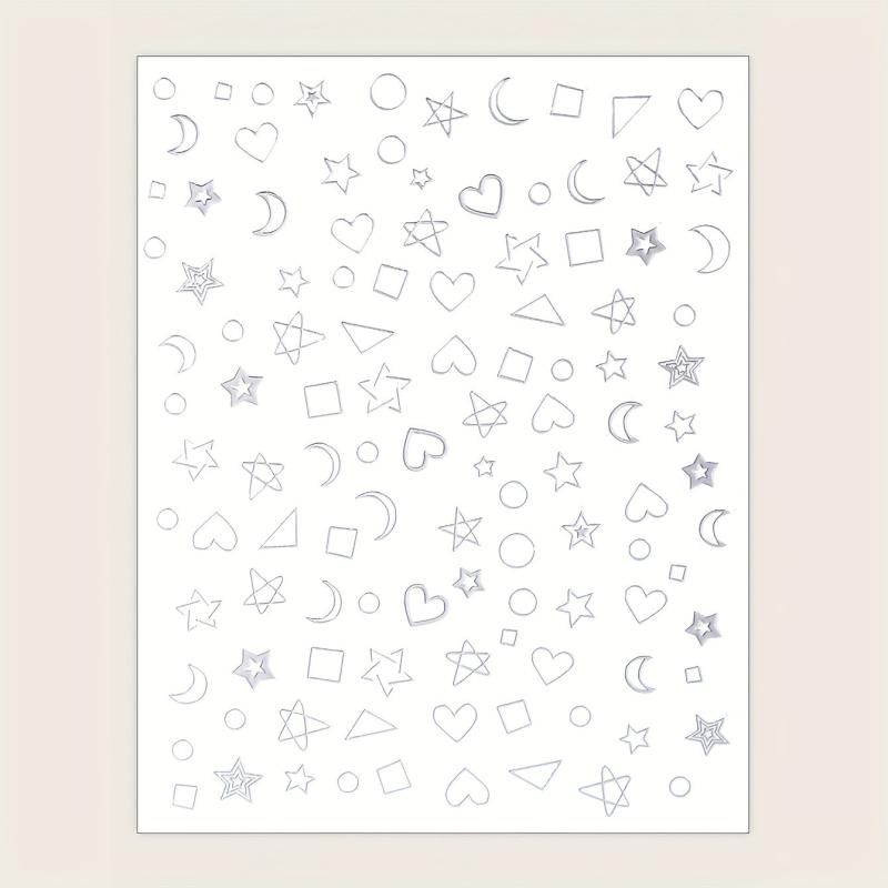 Silver Moon Love Heart Triangle Nail Art Stickers