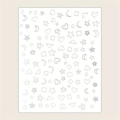 Silver Moon Love Heart Triangle Nail Art Stickers