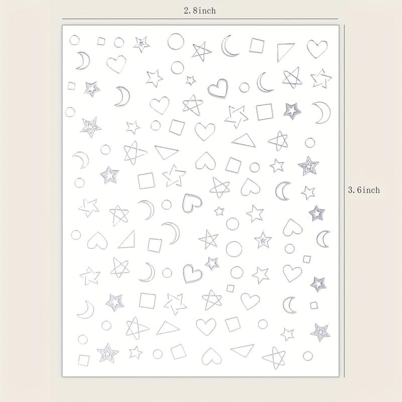 Silver Moon Love Heart Triangle Nail Art Stickers
