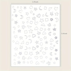 Silver Moon Love Heart Triangle Nail Art Stickers