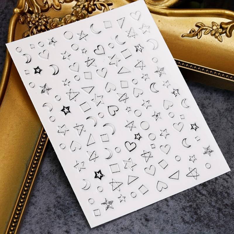 Silver Moon Love Heart Triangle Nail Art Stickers