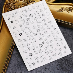 Silver Moon Love Heart Triangle Nail Art Stickers