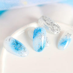 Silver Moon Love Heart Triangle Nail Art Stickers