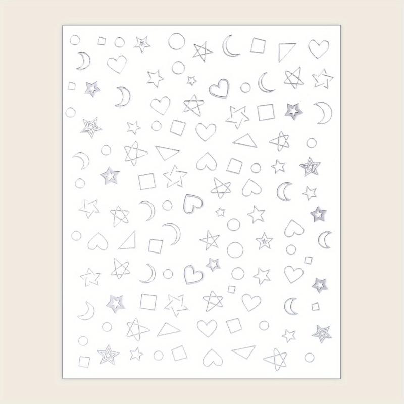Silver Moon Love Heart Triangle Nail Art Stickers