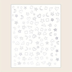 Silver Moon Love Heart Triangle Nail Art Stickers