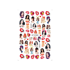 3D Nail Art Stickers Red Lip Decals Lips Rose Flower Polish Decals