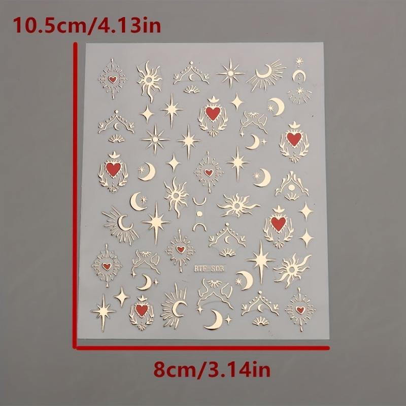 3pcs Sun Star Moon Nail Art Stickers Self Adhesive Golden Silvery Bronzing