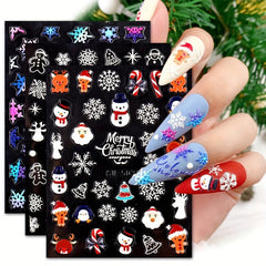 5D Embossed Christmas Nail Art Stickers - Santa Claus Snowflake Snowman