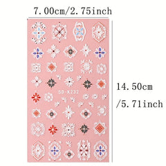 Bohemian Style Lace Nail Art Stickers 5D Self Adhesive Retro Nail Decor