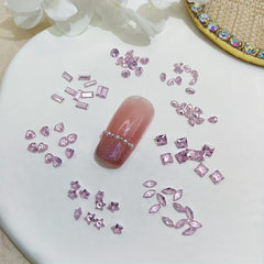 Pink Flat Back Nail Art Zircon Gemstones - 50/100pcs