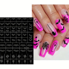 Halloween Airbrush Stencils Nail Stickers Bat Spider Bear Lizard Snake