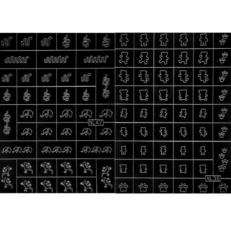 Halloween Airbrush Stencils Nail Stickers Bat Spider Bear Lizard Snake