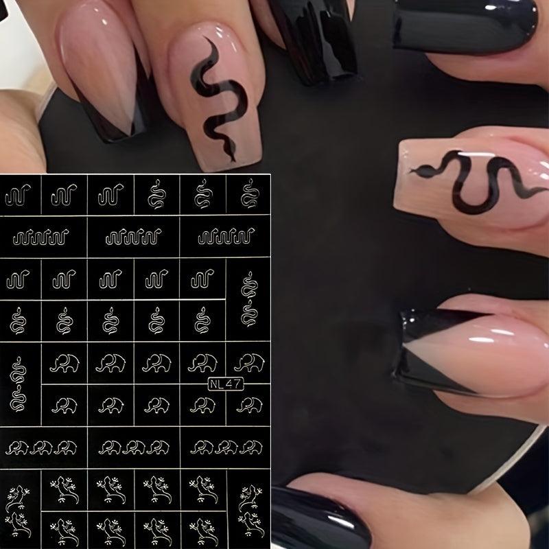 Halloween Airbrush Stencils Nail Stickers Bat Spider Bear Lizard Snake